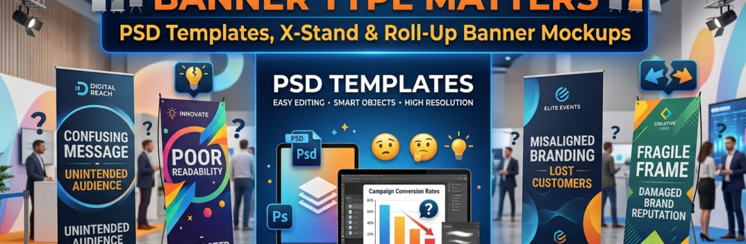 Stand Banner Mockup: Complete Guide to PSD Templates, X-Stand & Roll-Up Banner Mockups (2026)