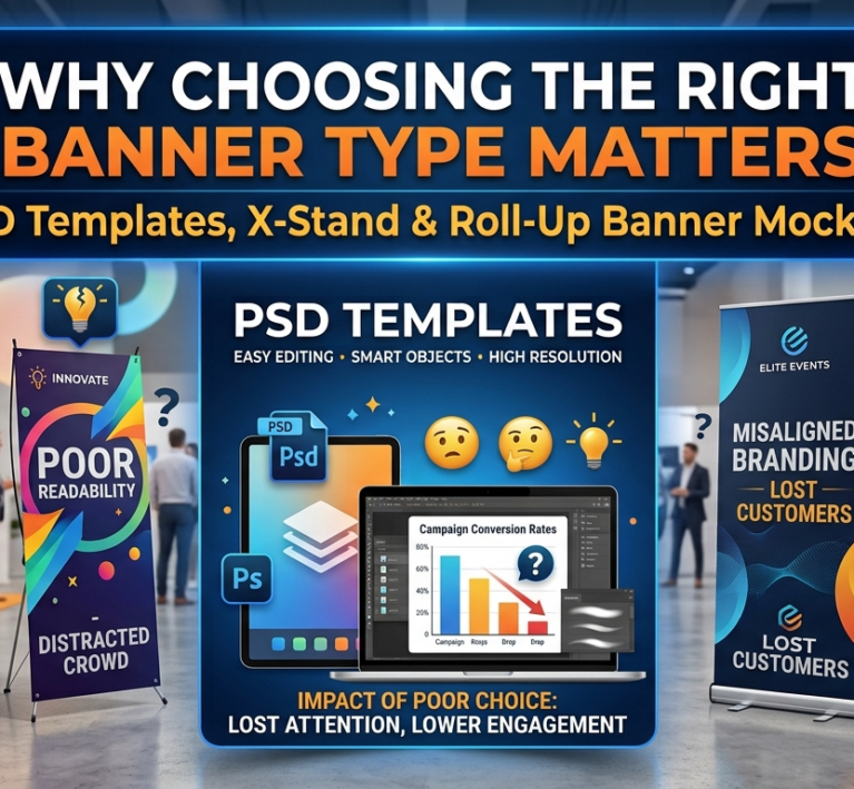 Stand Banner Mockup: Complete Guide to PSD Templates, X-Stand & Roll-Up Banner Mockups (2026)