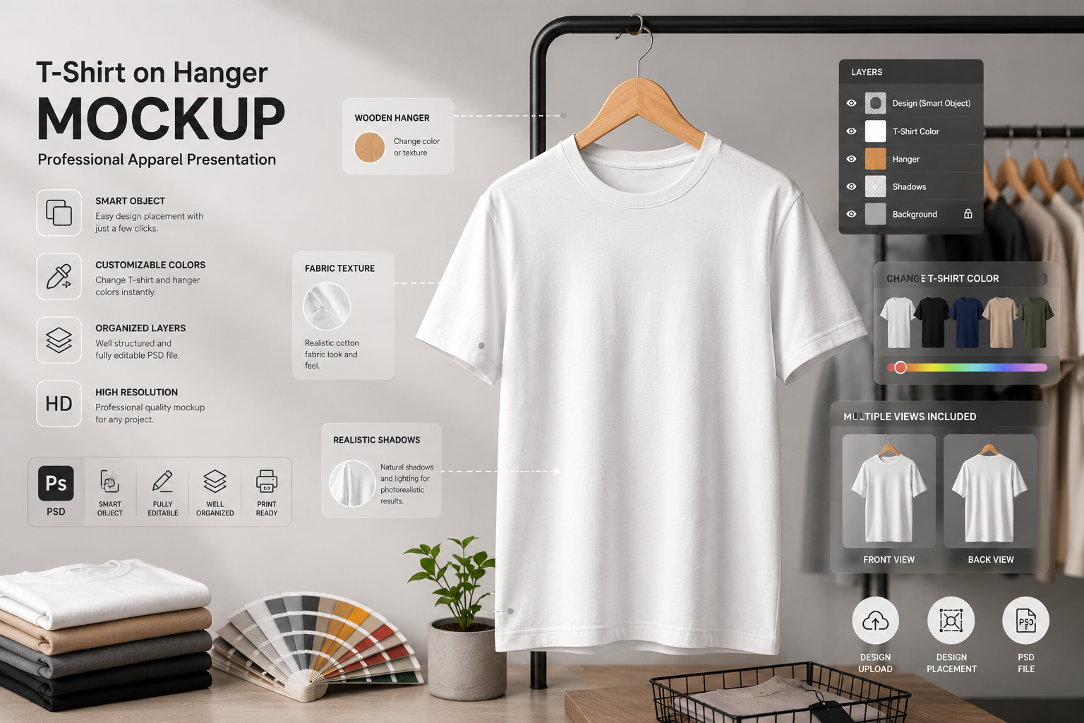 t shirt with hanger mockup