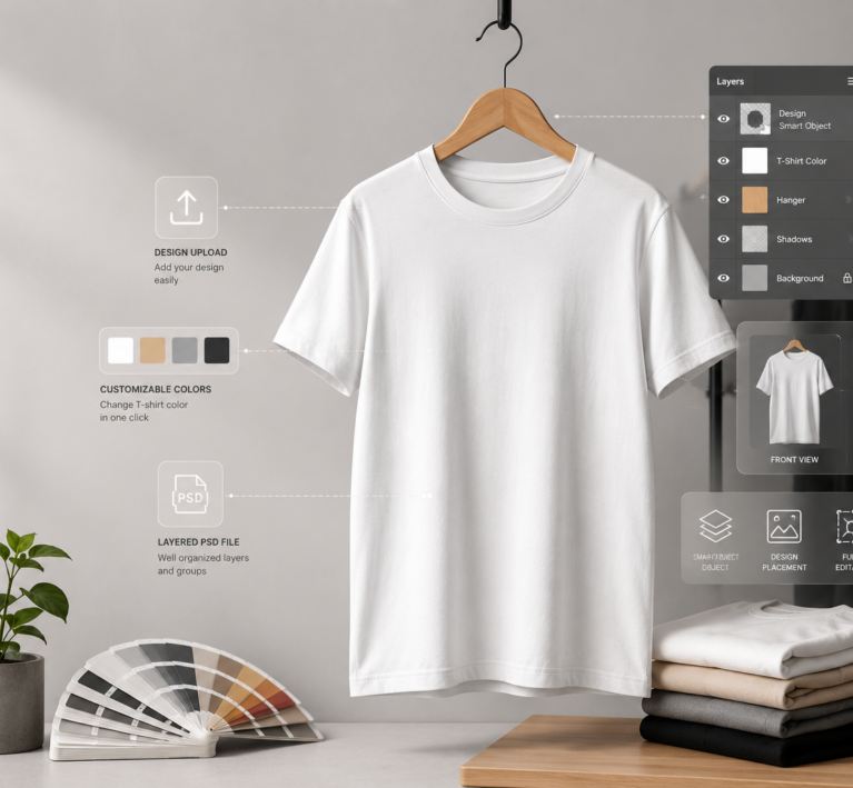 t shirt with hanger mockup