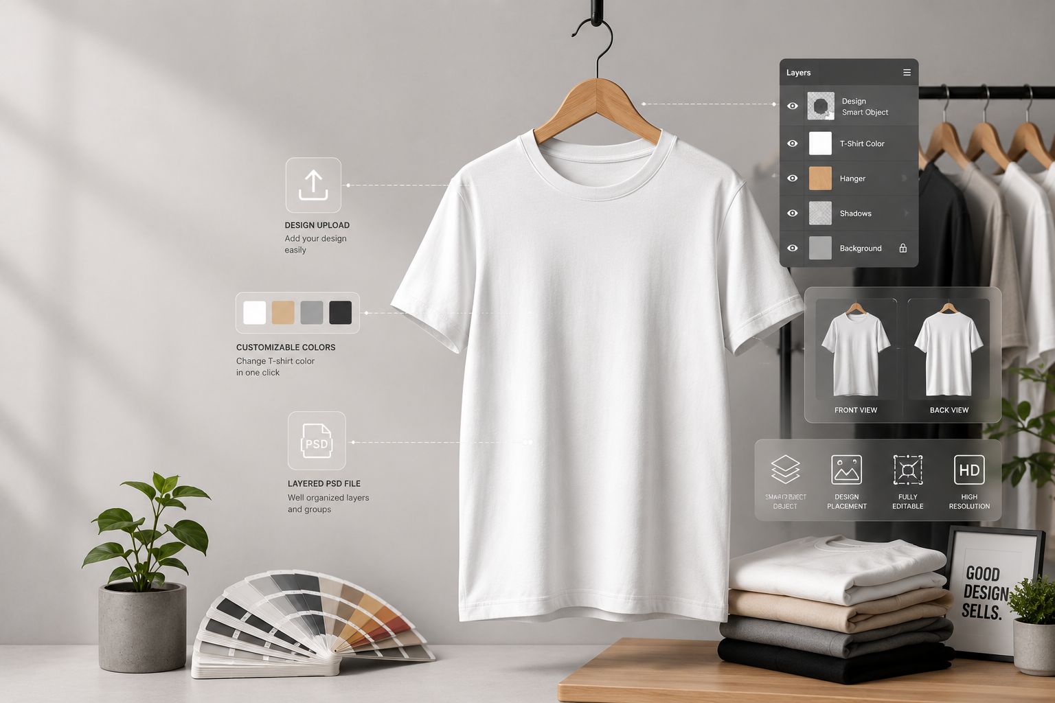 t shirt with hanger mockup